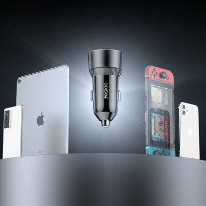 Incarcator Auto Yesido Y64, 50W, 3A, 1 x USB-A - 1 x USB-C, Negru