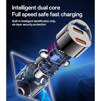 Incarcator Auto Yesido Y69, 30W, 3A, 2 x USB-C, Negru