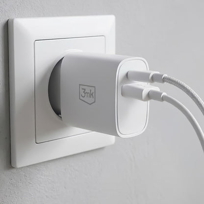 Incarcator Retea 3MK FlowPower, 25W, 1 x USB-A - 1 x USB-C, Alb