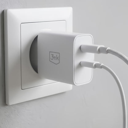 Incarcator Retea 3MK FlowPower, 45W, 1 x USB-A - 1 x USB-C, Alb