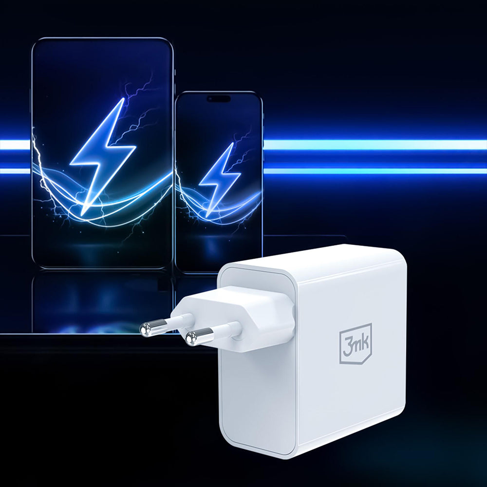 Incarcator Retea 3MK FlowPower, 45W, 1 x USB-A - 1 x USB-C, Alb