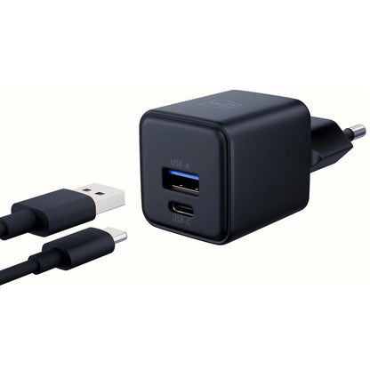 Incarcator Retea 3MK Hyper, 20W, 3A, 1 x USB-A - 1 x USB-C, Negru