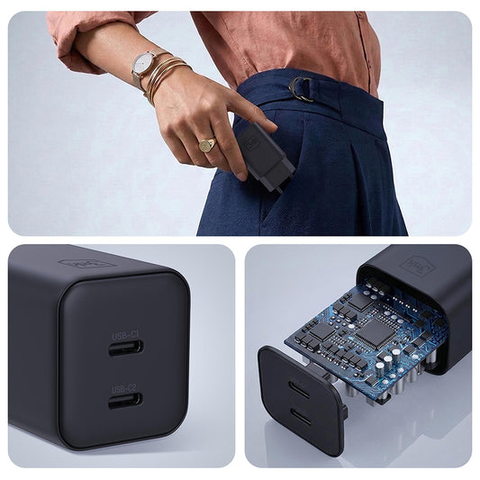 Incarcator Retea 3MK Hyper, 45W, 2 x USB-C, Negru