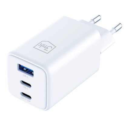 Incarcator Retea 3MK Hyper, 65W, 3.25A, 1 x USB-A - 2 x USB-C, Alb