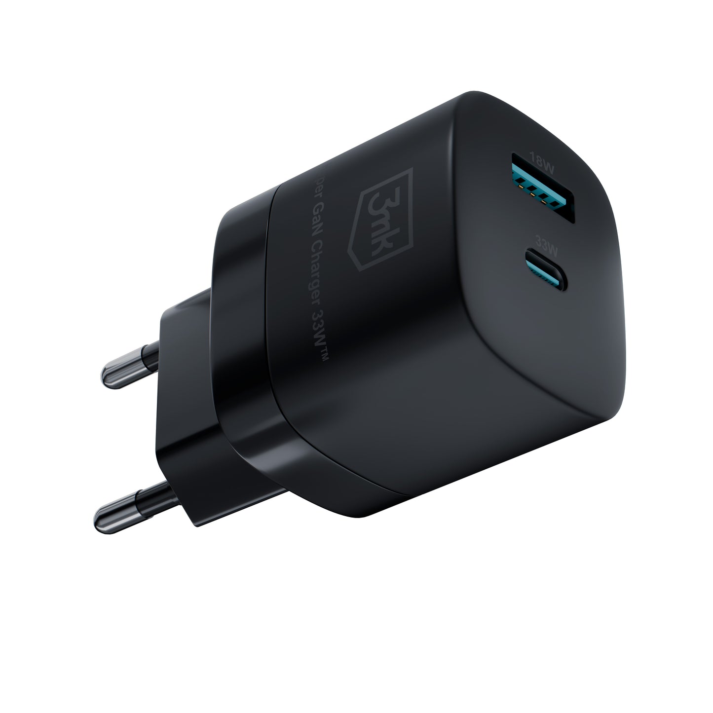 Incarcator Retea 3MK HyperCharger GaN, 33W, 3A, 1 x USB-A - 1 x USB-C, Negru