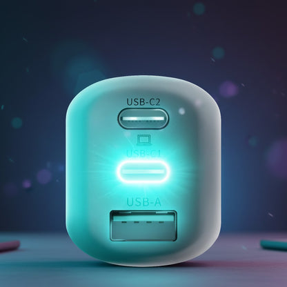 Incarcator Retea 3MK HyperCharger, 65W, 5A, 1 x USB-A - 2 x USB-C, Alb