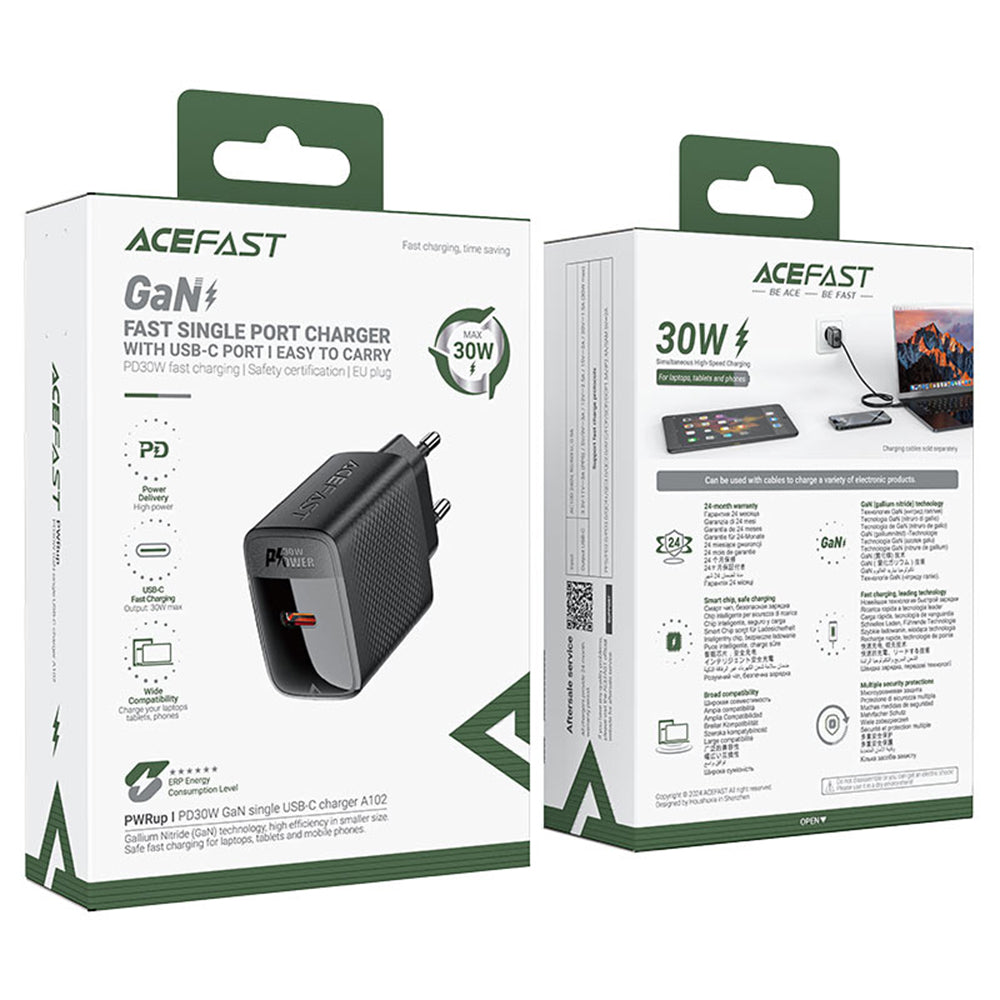 Incarcator Retea Acefast A102, 30W, 3A, 1 x USB-C, Negru