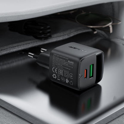 Incarcator Retea Acefast A114 Display, 25W, 3A, 1 x USB-A - 1 x USB-C, Negru
