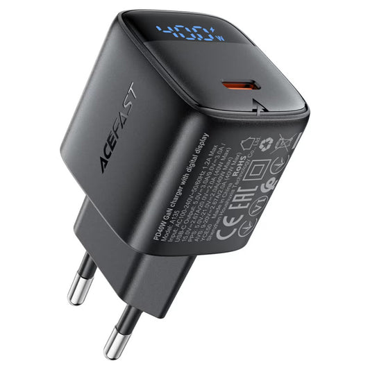 Incarcator Retea Acefast A135 Display, 45W, 3A, 1 x USB-C, Negru