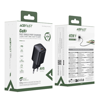 Incarcator Retea Acefast A136, 40W, 3A, 1 x USB-C, Negru