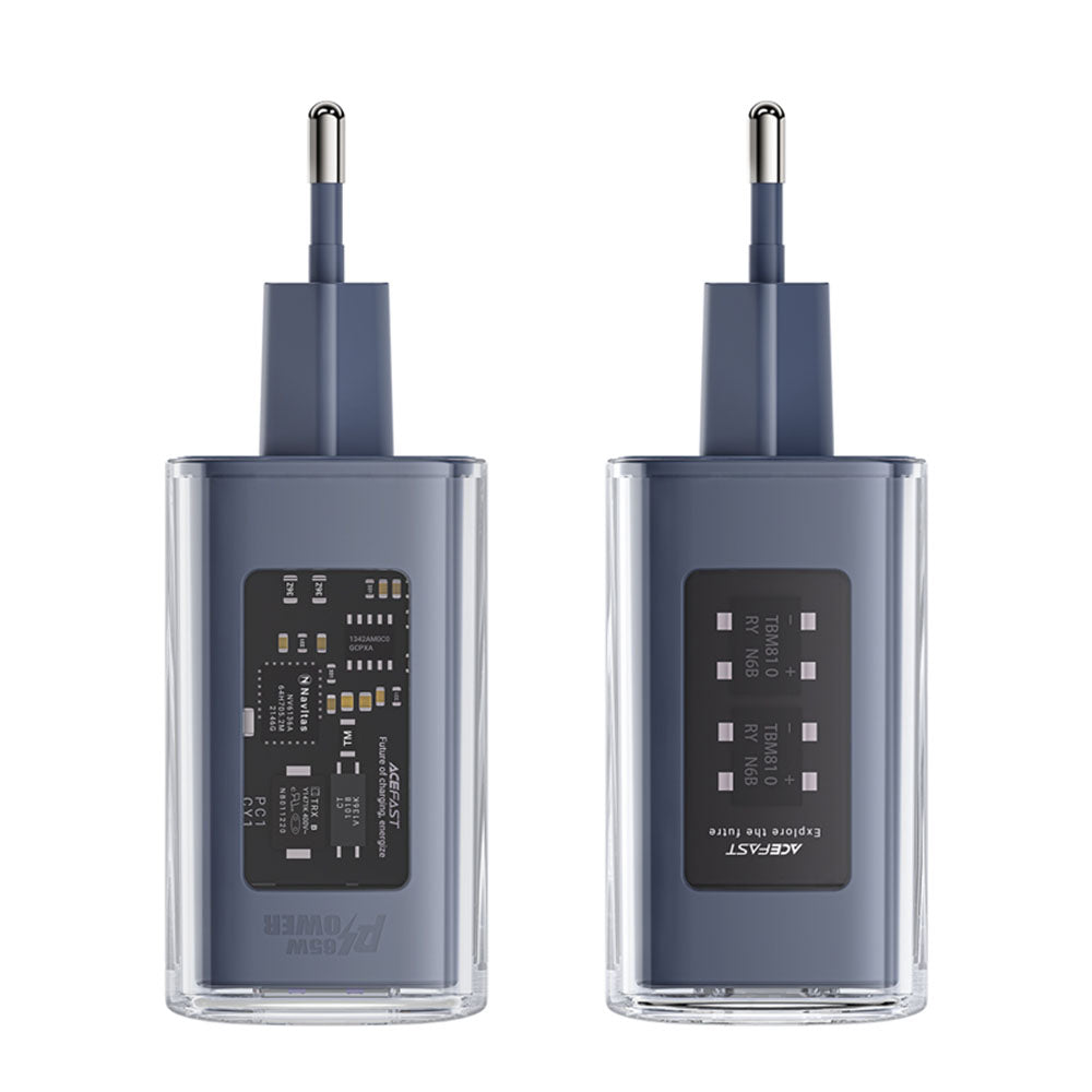 Incarcator Retea Acefast A45 Exploration, 65W, 3.25A, 1 x USB-A - 2 x USB-C, Gri