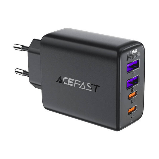 Incarcator Retea Acefast A61, 45W, 3A, 2 x USB-A - 2 x USB-C, Negru