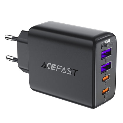 Incarcator Retea Acefast A61, 45W, 3A, 2 x USB-A - 2 x USB-C, Negru