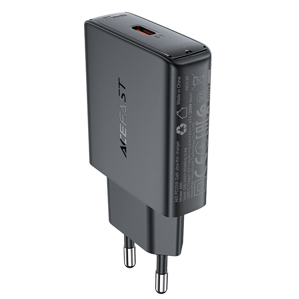 Incarcator Retea Acefast A65, 20W, 3A, 1 x USB-C, Negru