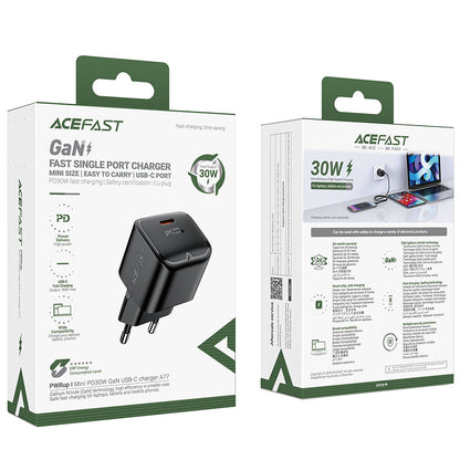 Incarcator Retea Acefast A77, 30W, 3A, 1 x USB-C, Negru