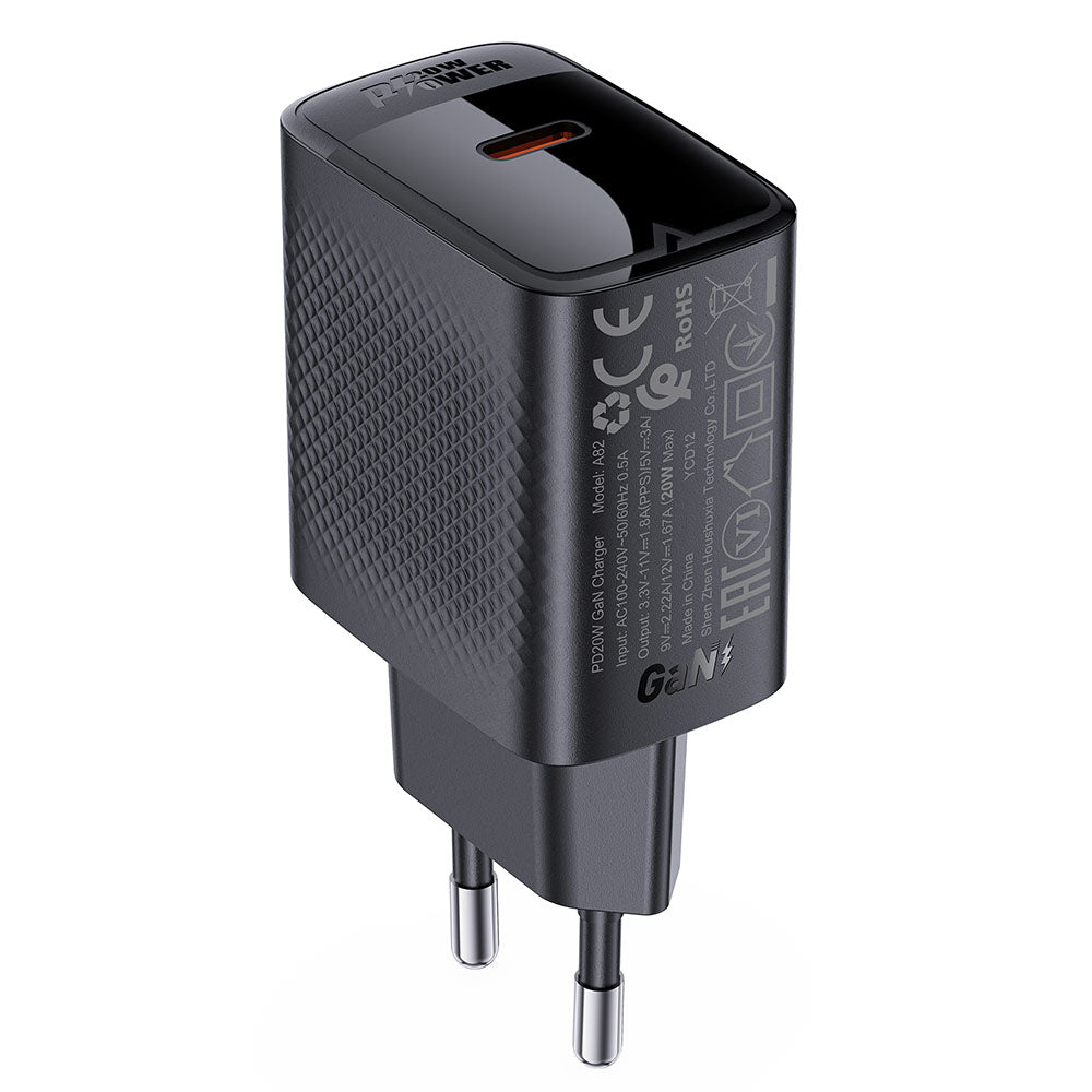 Incarcator Retea Acefast A82, 20W, 3A, 1 x USB-C, Negru