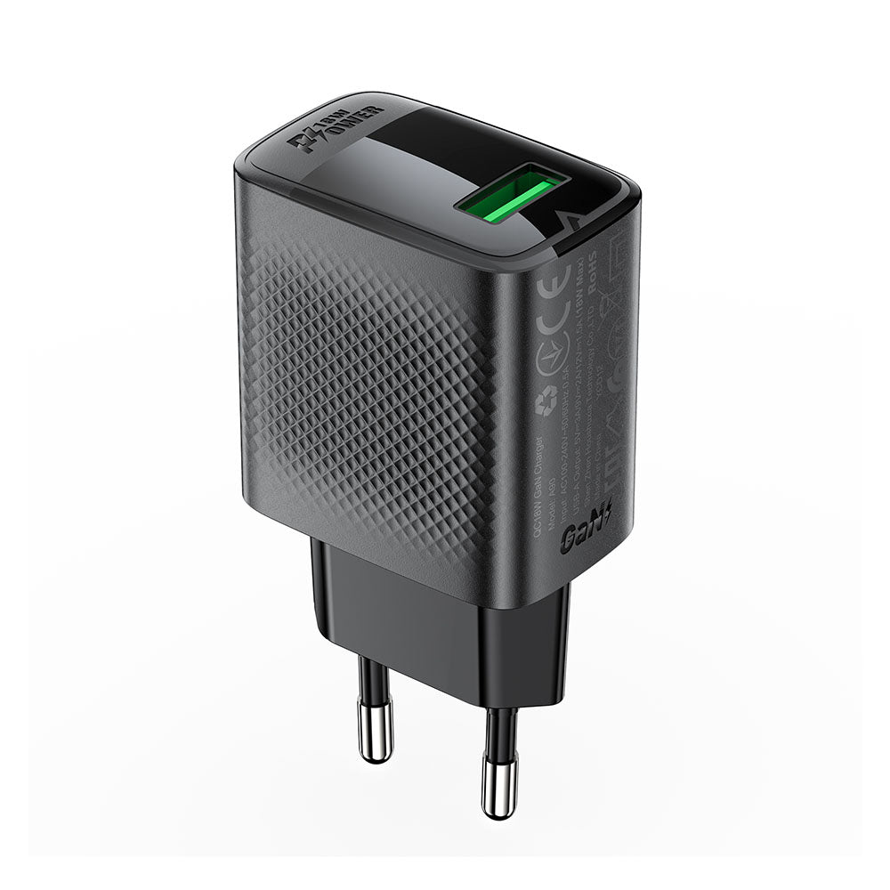 Incarcator Retea Acefast A90, 18W, 3A, 1 x USB-A, Negru