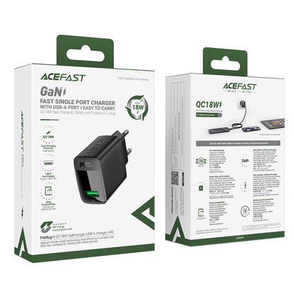 Incarcator Retea Acefast A90, 18W, 3A, 1 x USB-A, Negru