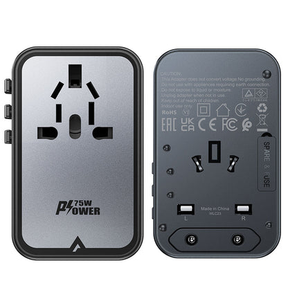 Incarcator Retea Acefast Travel Z1, 75W, 3.35A, 2 x USB-A - 3 x USB-C, Negru