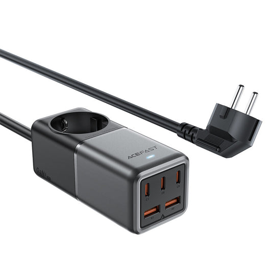 Incarcator Retea Acefast Z2 GaN, 4000W, 5A, 1 x Schuko - 2 x USB-A - 3 x USB-C, Gri