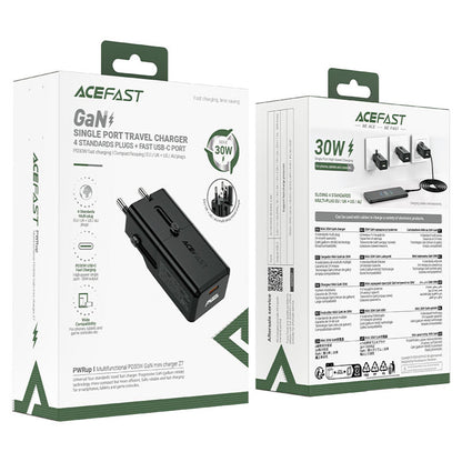 Incarcator Retea Acefast Z7 Travel, 30W, 3A, 1 x USB-C, Negru
