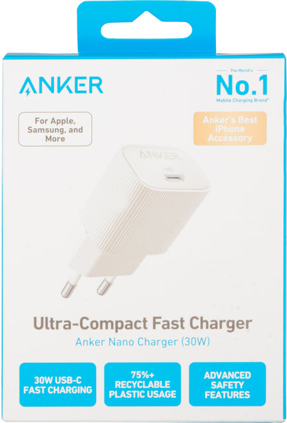 Incarcator Retea Anker 511 Nano 4, 30W, 3A, 1 x USB-C, Alb A2337G21