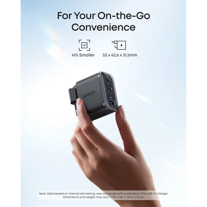 Incarcator Retea Anker Nano, 70W, 3.5A, 1 x USB-A - 2 x USB-C, Negru A121AL11