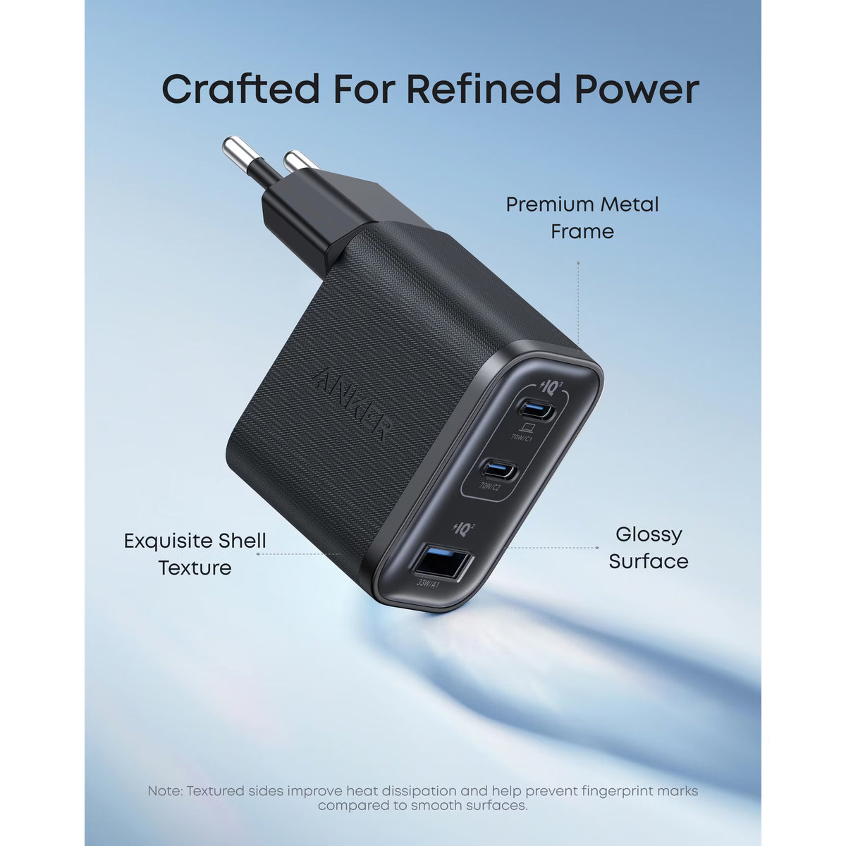 Incarcator Retea Anker Nano, 70W, 3.5A, 1 x USB-A - 2 x USB-C, Negru A121AL11