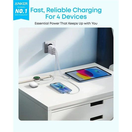 Incarcator Retea Anker Zolo, 50W, 3A, 2 x USB-A - 2 x USB-C, Alb A121EG21