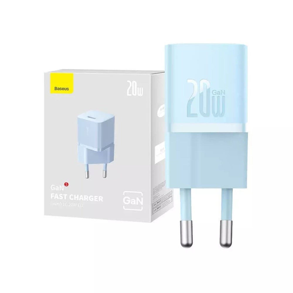Incarcator Retea Baseus GaN Mini 1C, 20W, 3A, 1 x USB-C, Albastru CCGN050103