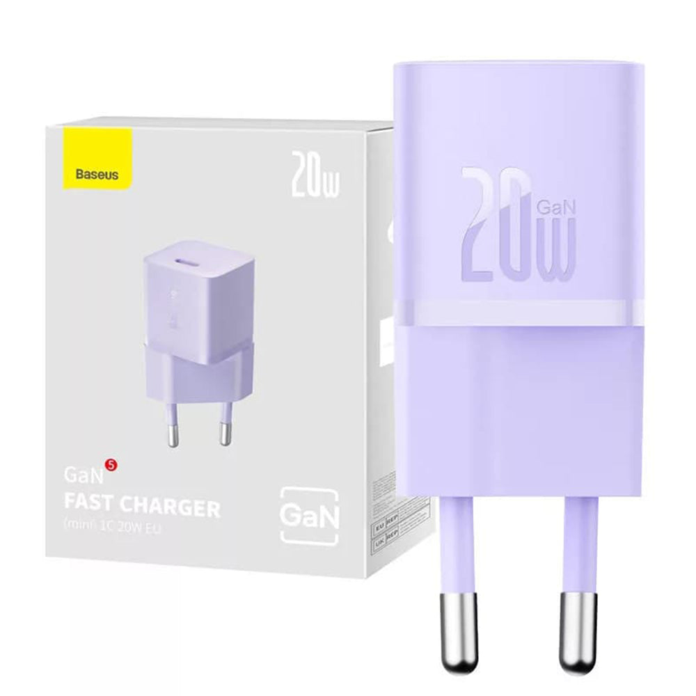 Incarcator Retea Baseus, 20W, 3A, 1 x USB-C, Mov CCGN050105