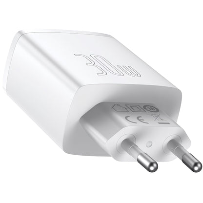 Incarcator Retea Baseus Compact, 30W, 1 x USB-C - 2 x USB-A, Alb CCXJ-E02