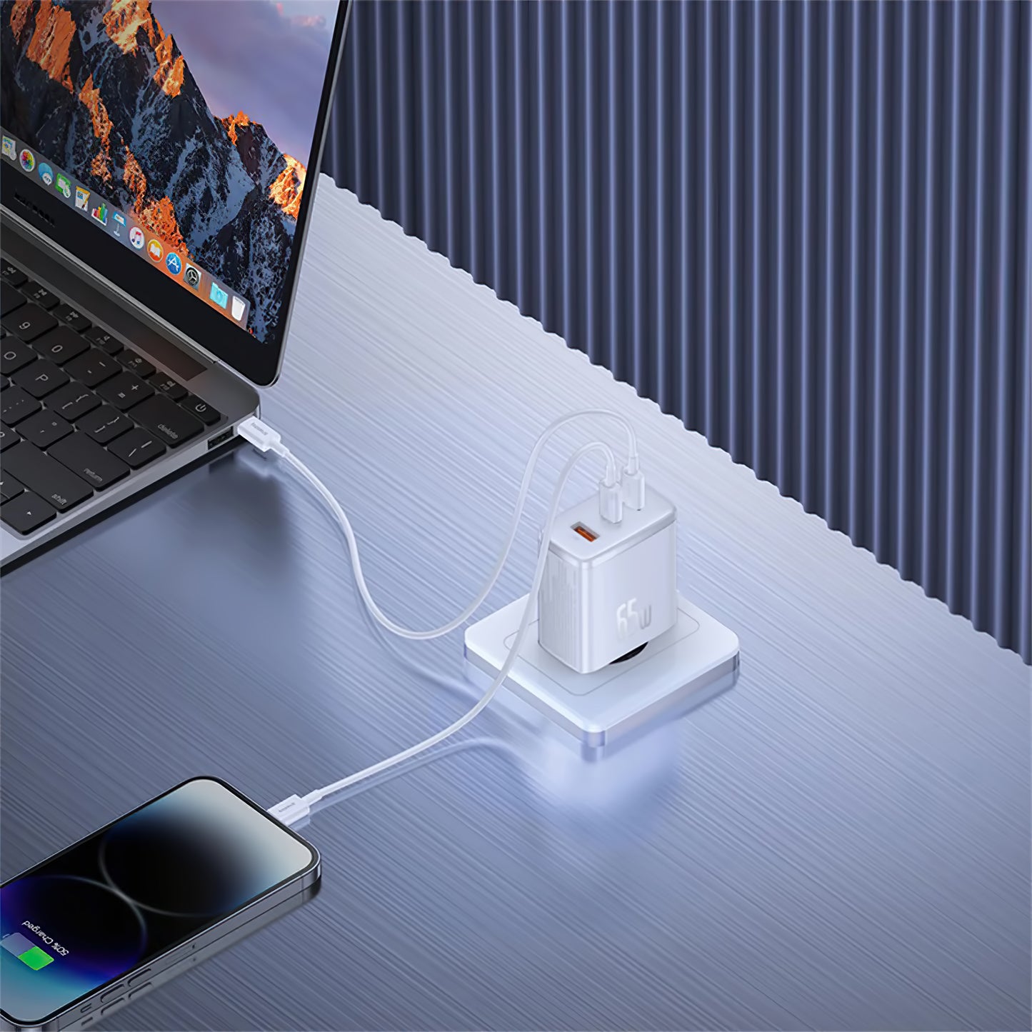 Incarcator Retea Baseus Cube Pro, 65W, 3.25A, 1 x USB-A - 2 x USB-C, Alb P10152301213-00