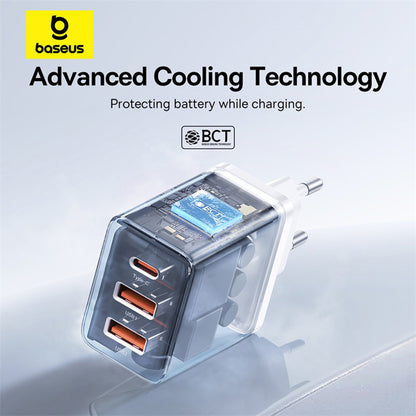 Incarcator Retea Baseus Cube, 30W, 3A, 2 x USB-A - 1 x USB-C, Alb P10111402213-00