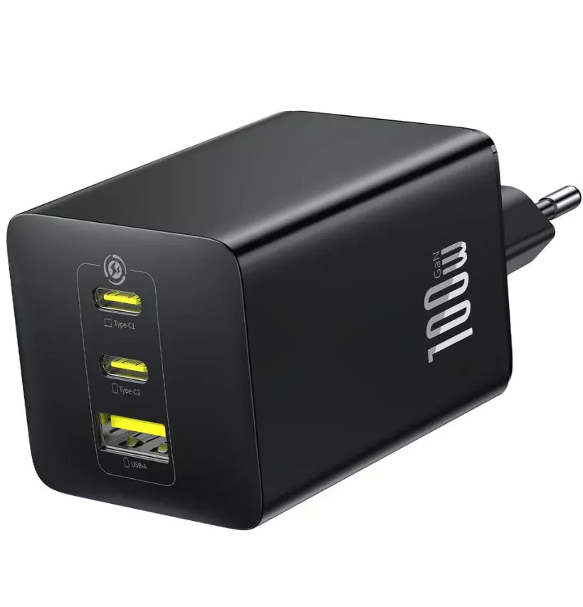 Incarcator Retea Baseus EnerFill FE11, 100W, 5A, 1 x USB-A - 2 x USB-C, Gri P10182102123