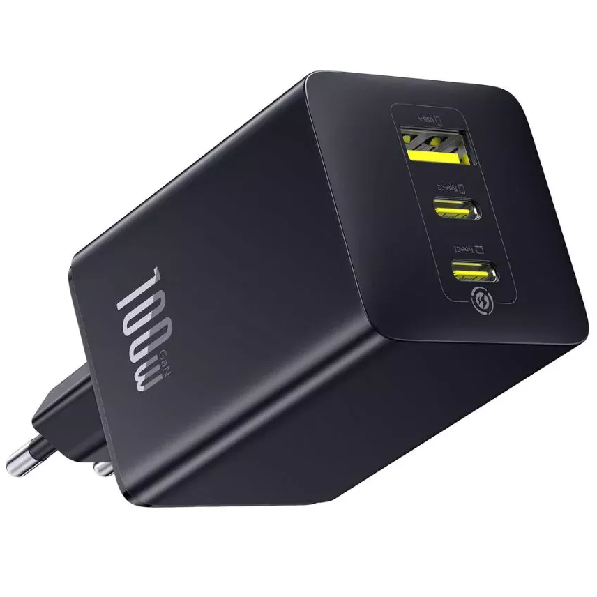 Incarcator Retea Baseus EnerFill FE11, 100W, 5A, 1 x USB-A - 2 x USB-C, Gri P10182102123