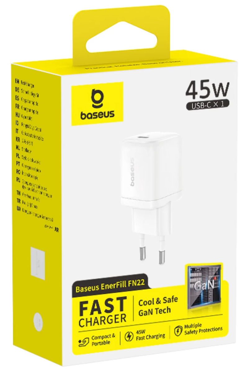 Incarcator Retea Baseus EnerFill FN22, 45W, 3A, 1 x USB-C, Alb E0123301