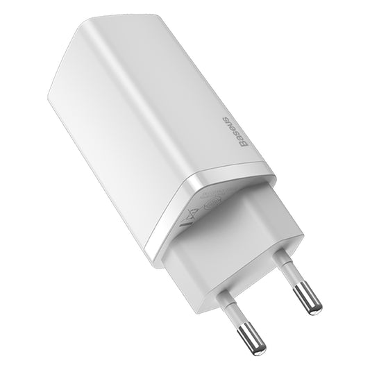 Incarcator Retea Baseus GaN2 Lite, 65W, 3A, 1 x USB-A - 1 x USB-C, Alb CCGAN2L-B02