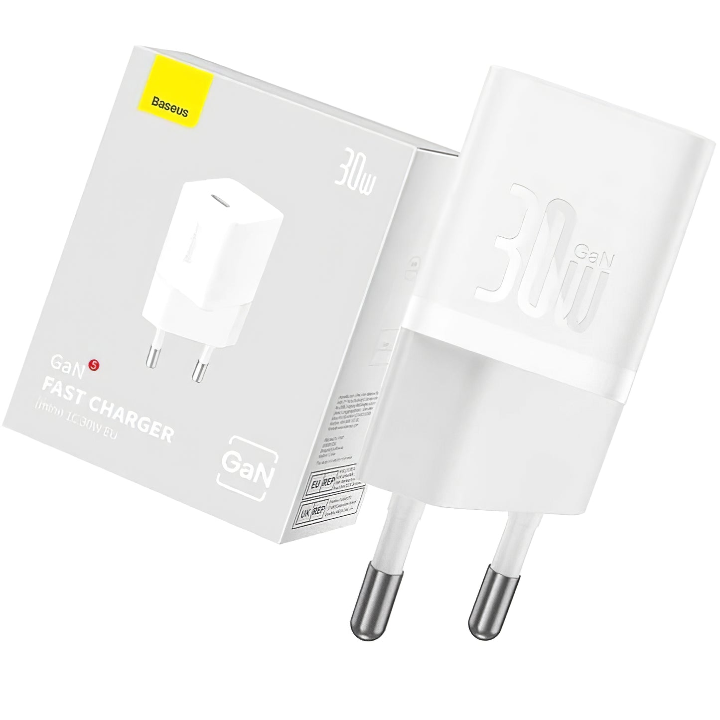 Ładowarka sieciowa Baseus GaN Mini 1C, 30W, 3A, 1 x USB-C, biała CCGN070502