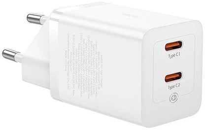 Incarcator Retea Baseus GaN5 Pro, 40W, 3A, 2 x USB-C, Alb CCGP180102