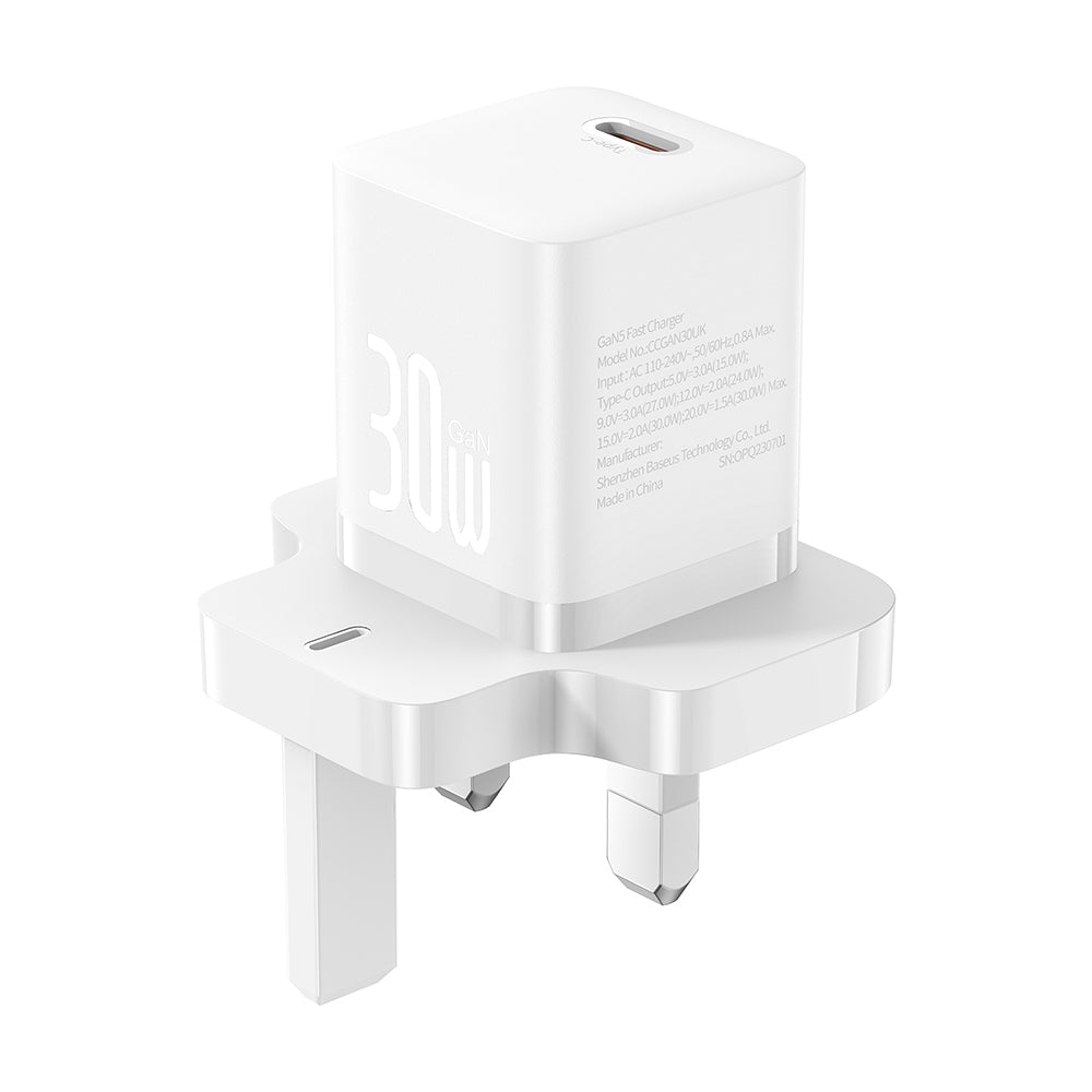 Incarcator Retea Baseus GaN5 UK, 30W, 3A, 1 x USB-C, Alb P10110906213-00