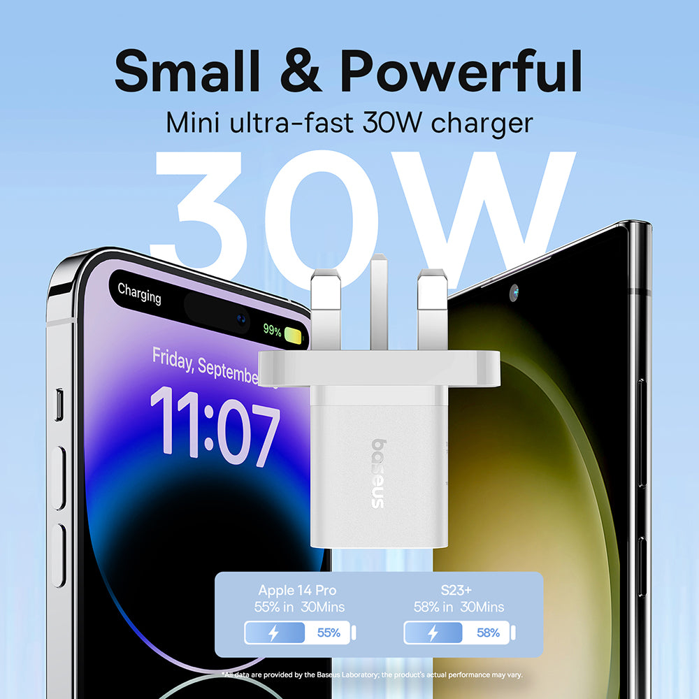 Incarcator Retea Baseus GaN5 UK, 30W, 3A, 1 x USB-C, Alb P10110906213-00