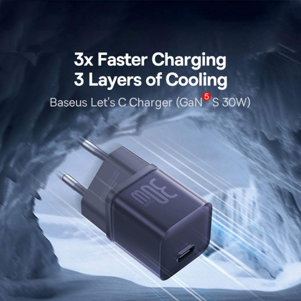 Incarcator Retea Baseus GaN5S, 30W, 3A, 1 x USB-C, Mov P10162504523-00