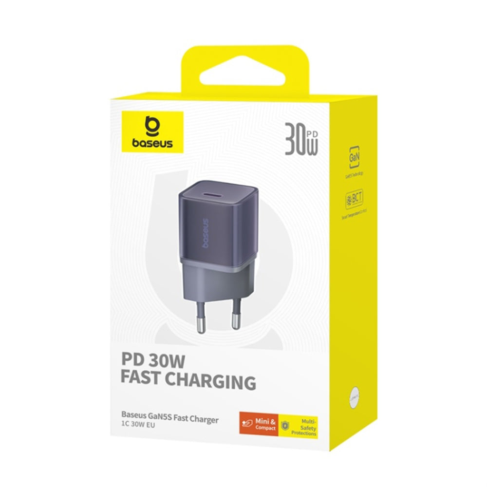 Incarcator Retea Baseus GaN5S, 30W, 3A, 1 x USB-C, Mov P10162504523-00