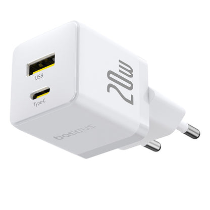 Incarcator Retea Baseus Palm, 20W, 3A, 1 x USB-A - 1 x USB-C, Alb CCZC20UE