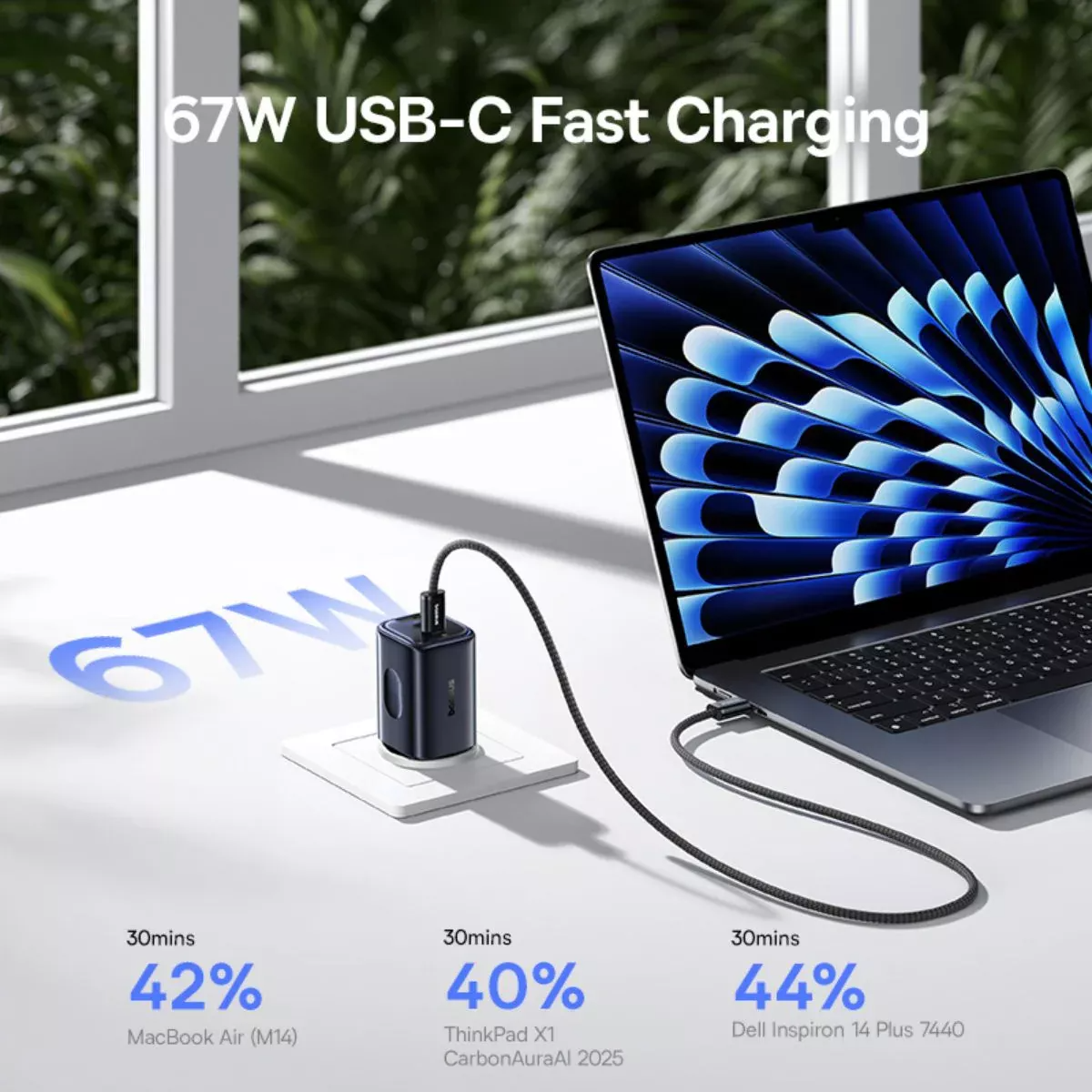 Incarcator Retea Baseus PicoGo AE11, 67W, 1 x USB-A - 2 x USB-C, Negru E0121200