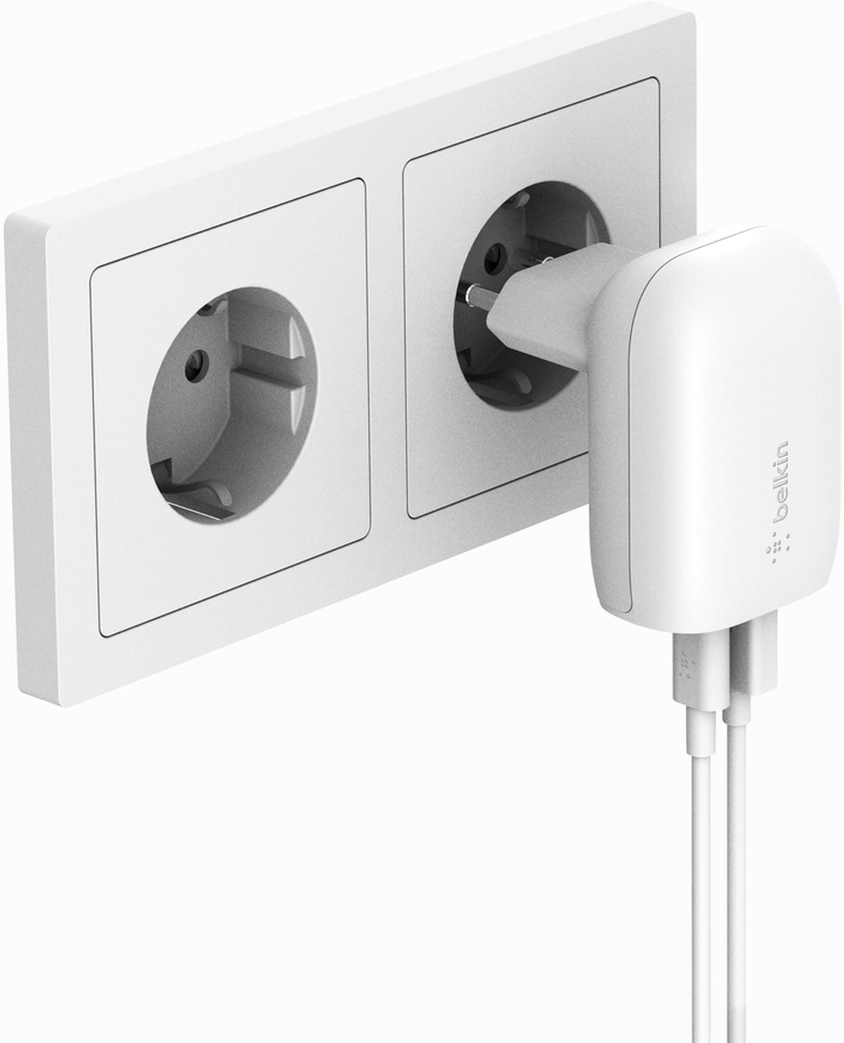 Incarcator Retea Belkin BoostCharge Dual, 37W, 3A, 1 x USB-A - x USB-C, Alb WCB007vfWH