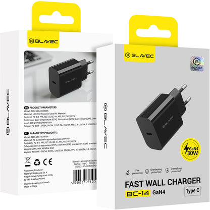 Incarcator Retea Blavec BC-14, 30W, 3A, 1 x USB-C, Negru