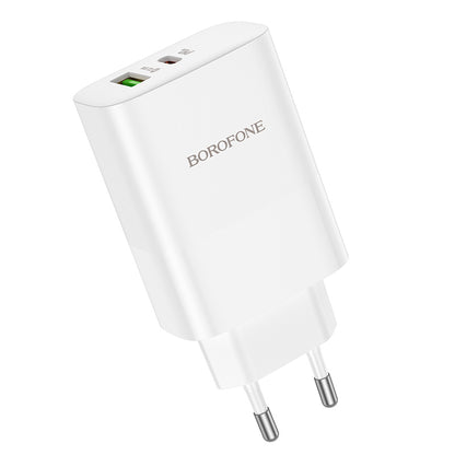 Ładowarka sieciowa Borofone BN10, 65W, 5A, 1 x USB-A - 1 x USB-C, biała 