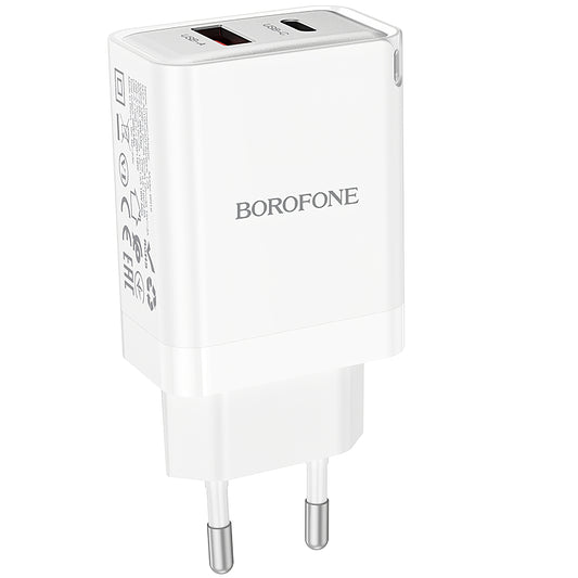 Incarcator Retea Borofone BN16 Tough, 45W, 3A, 1 x USB-A - 1 x USB-C, Alb